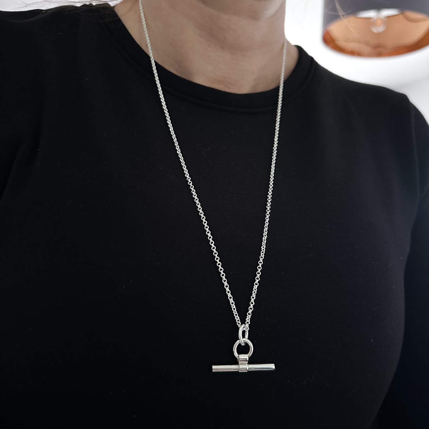 Chunky Sterling Silver T-Bar Necklace