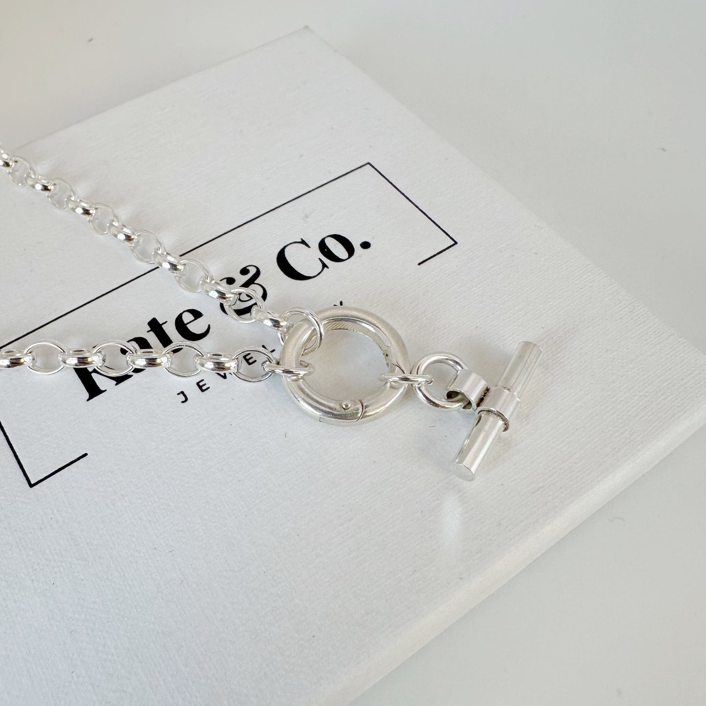 Silver Belcher Charm Bracelet with Classic T-Bar