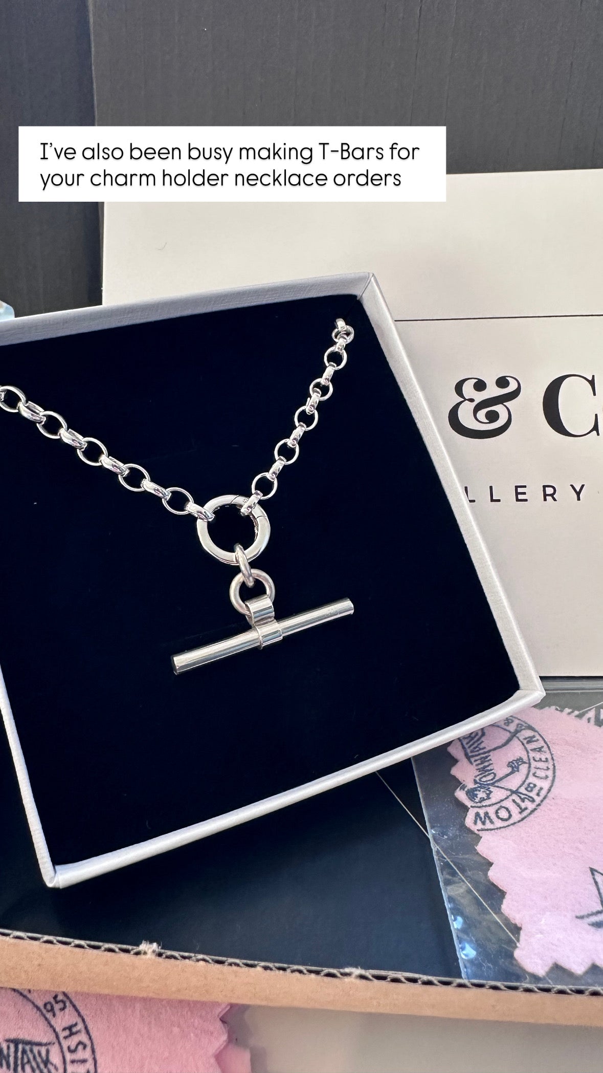 Classic Silver T-Bar with Charm Holder & Chunky Belcher Chain