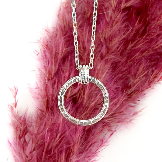 Hammered Halo Necklace, Sterling Silver