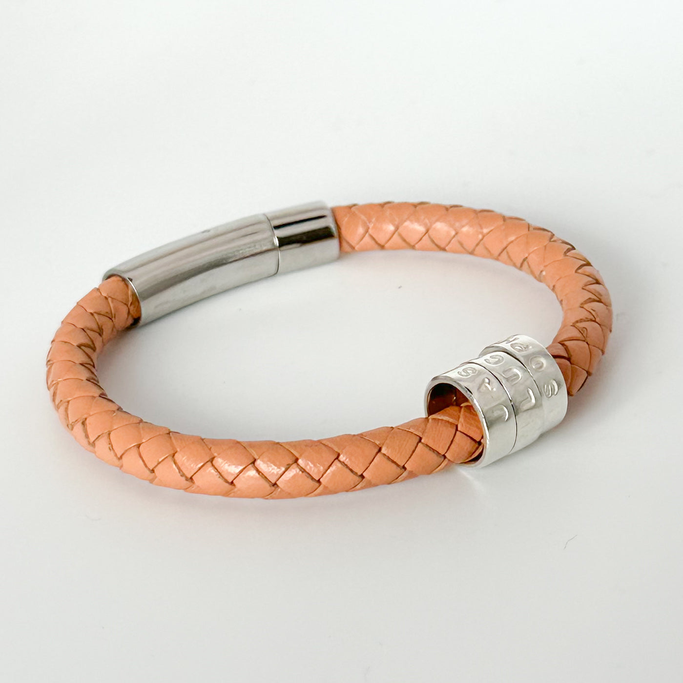 Personalised Silver Hoop Leather Bracelet