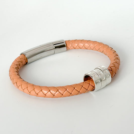 Personalised Silver Hoop Leather Bracelet