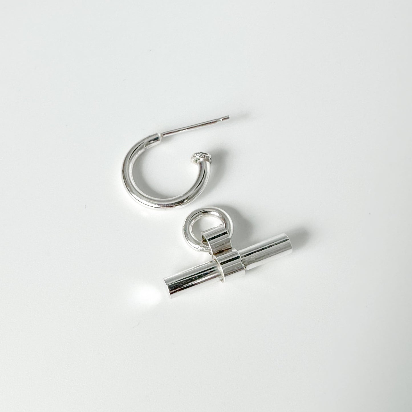 Classic T-Bar Hoops, Sterling silver
